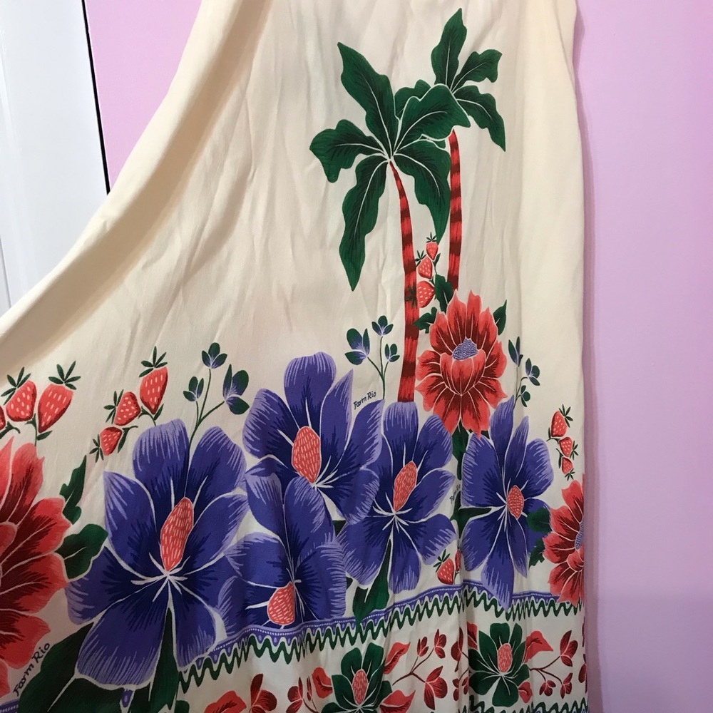 FARM Rio Aracati Midi Slip Skirt with a Tropical Palm Print Size Large - Picture 4 of 8